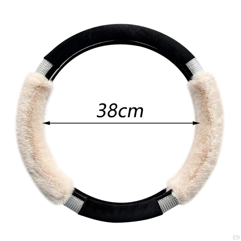 Car Steering Wheel Cover Protector 15 Inch Auto Interior Accessories Odorless Plush Anti Slip