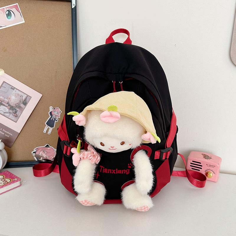 Schoolbag Cute Bear Schoolbag Plush Cartoon Doll Backpack Doll Girl Middle School High School Large Capacity Student Backpack