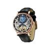 Orologio automatico di lusso TIME100 da uomo, meccanico scheletrato, cinturino in vera pelle, acciaio inossidabile, resistente all'acqua fino a 50 m (Oro rosa)