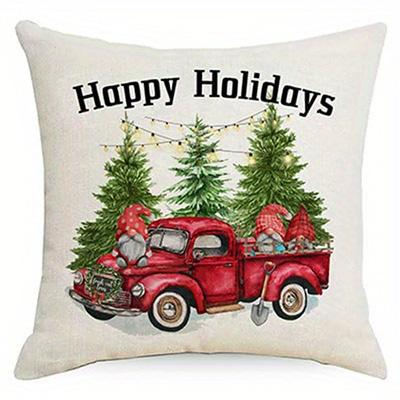 Short Plush Material Pillowcasehome Decor Festive Christmas Gnome & Farmhouse Designs Pattern Cushion Cover Suitable For Sofa Be