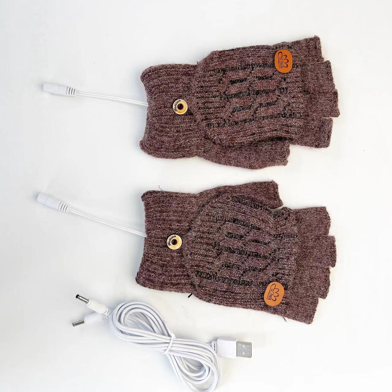 

Однотонные жаккардовые качественные USB электрические нагревательные флип-перчатки с полупальцами вязаные теплые перчатки с открытыми пальцами и функциональные перчатки average size