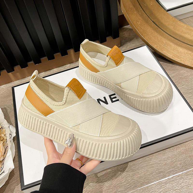 Damenschuhe Sommer neu niedrig geschnittene Plateau-Freizeitschuhe atmungsaktive Flyknit-Damen-Sportschuhe