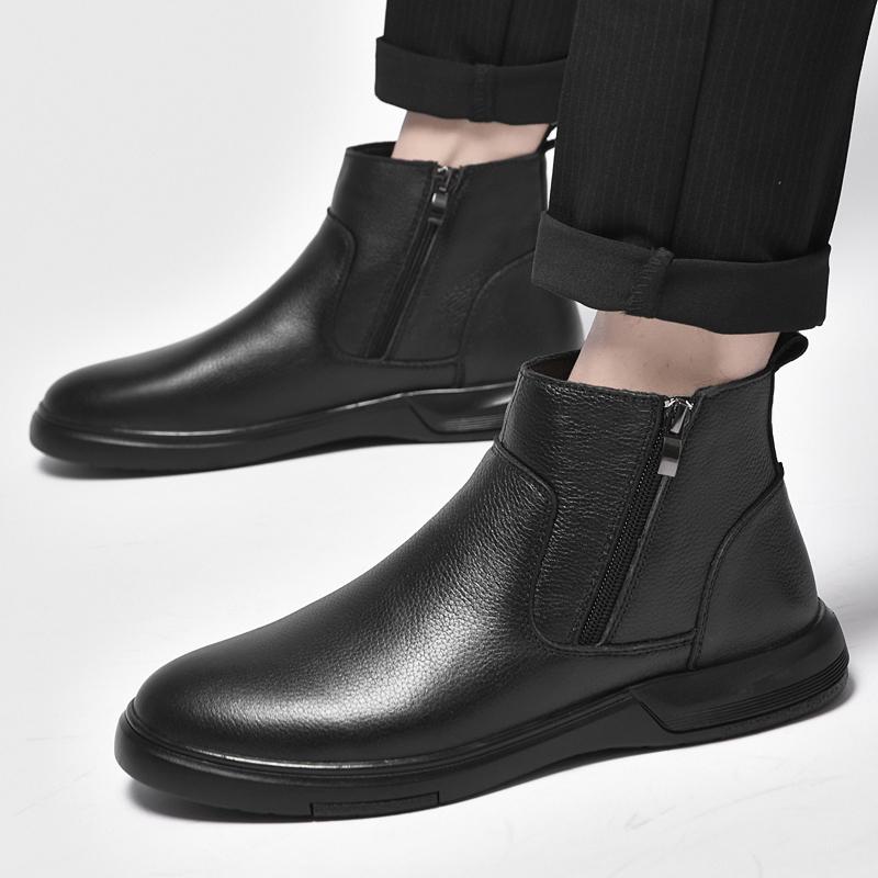 Herenwinterlaarzen van leer, comfortabel voor dagelijks gebruik, gemaakt van duurzaam materiaal van goede kwaliteit, stijlvol design en geschikt voor diverse gelegenheden.