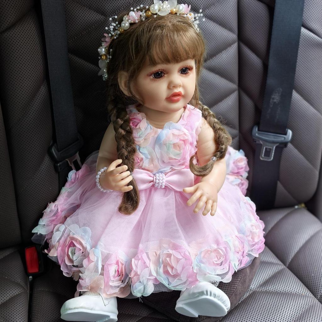 Fashion Reborn Baby Dolls 55 Cm Girl Bebe Babies Doll Rooted Hairstyle Realistic Princess Full Silicone Vinyl Body Birthday Christmas Gift Toys