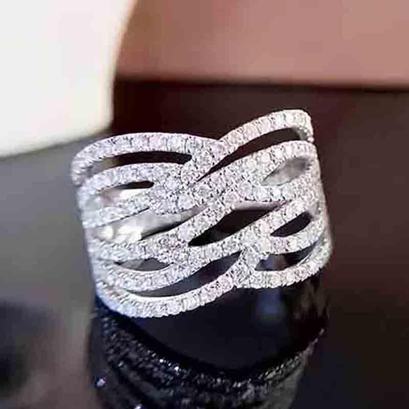 

2026 New European and American Design Style Line Geometry Ring Full zircon Inlaid with Personalized and Niche Zircon 10