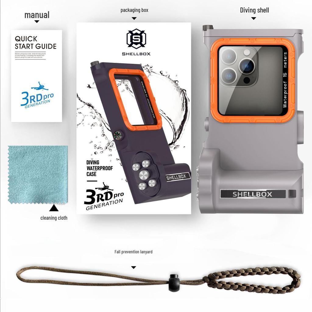 Red Pepper Black Tech 15m Waterproof Diving Case for Apple, Samsung, Huawei, and Xiaomi Phones