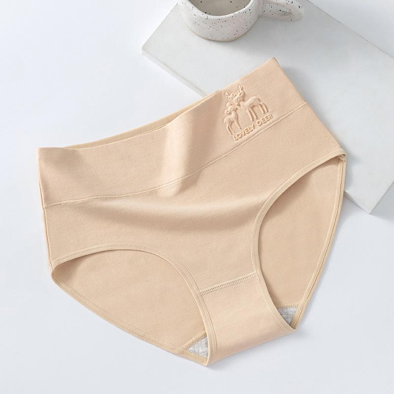 Plus Size Women's Spring and Autumn High Waisted Pure Cotton Cinched Triangle Underwear