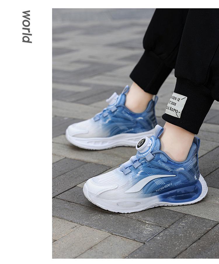 Boys' 2025 Spring Mesh Running Shoes with Rotating Buckle - Breathable, Sporty Design for Medium and Large Children
