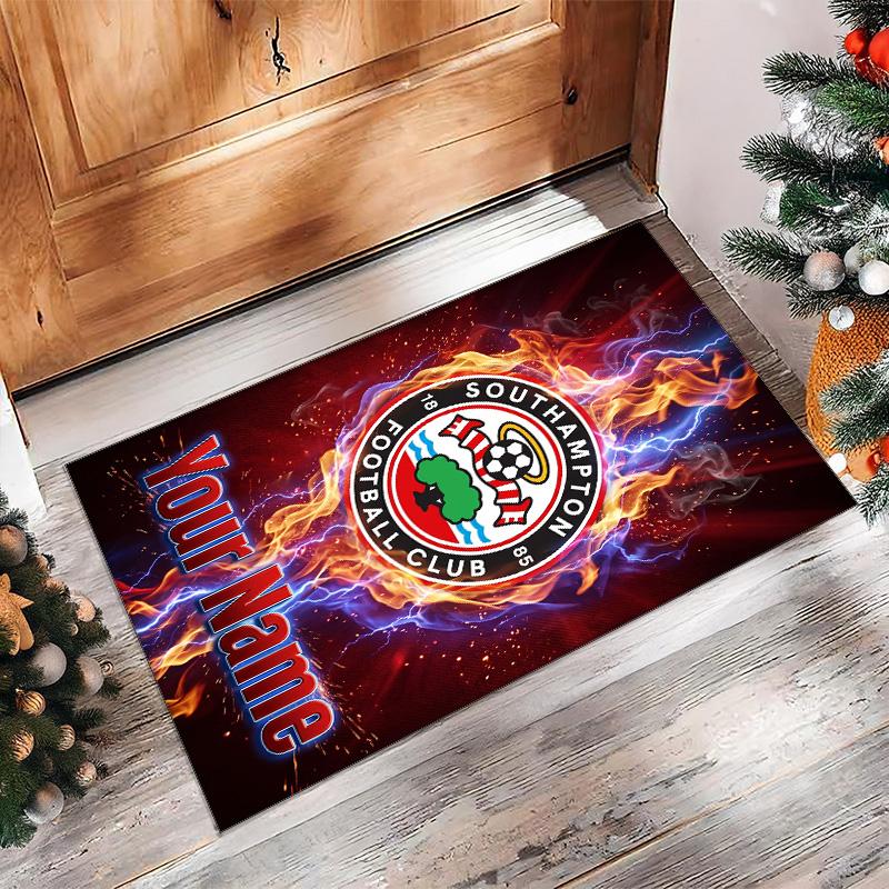 Southampton FC Printed Crystal Velvet Rug Non‑Slip Crystal Velvet Carpet For Sofa Bedroom Indoor Home Decoration