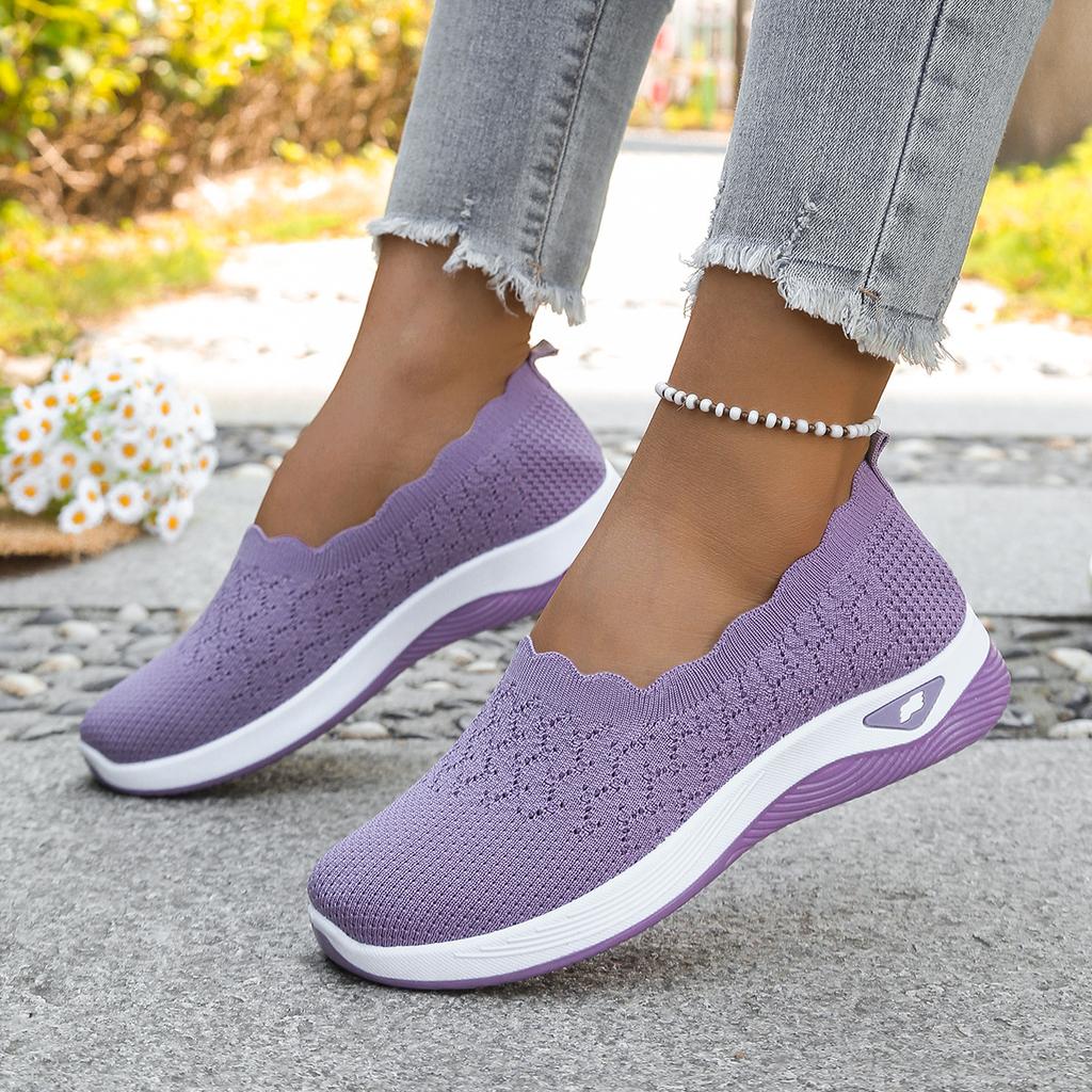 Women Shoes Orthopedic Knit Walking Shoes Breathable Slip-On Loafers Soft Non-Slip Wedge Sneakers Comfortable Casual Footwear