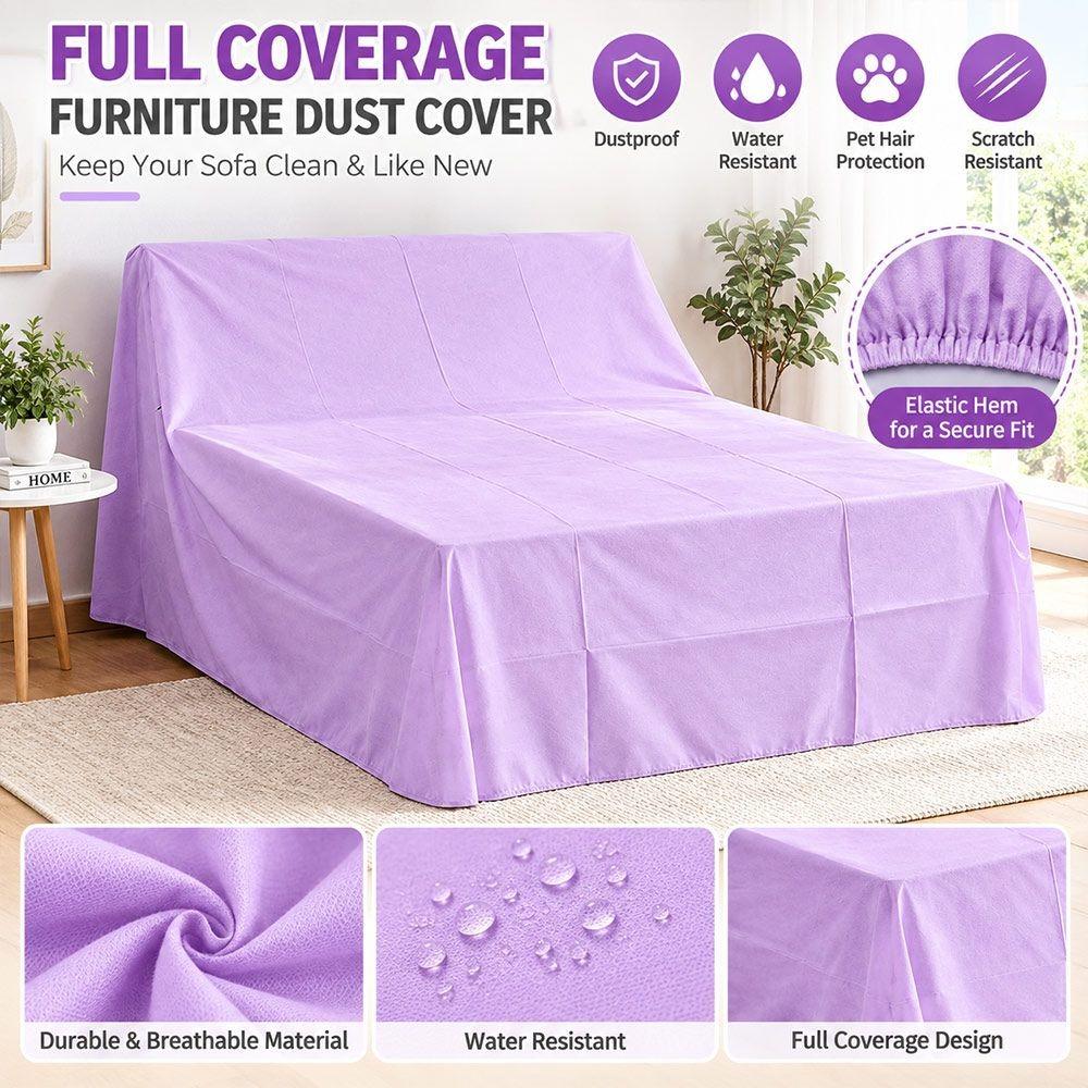 Full Coverage Sofa Dust Cover Purple Home Furniture Protection Tool Furniture Dust Cover Bedroom