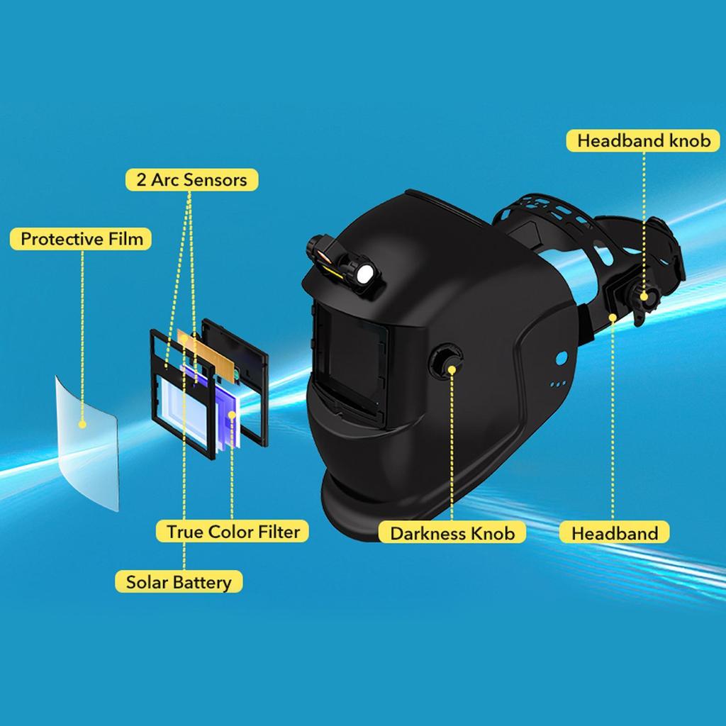 Auto Darkening Welding Helmet Adjustable Head Cover With Light Welder Hood For Garage Job Site Automotive Repair Maintenance