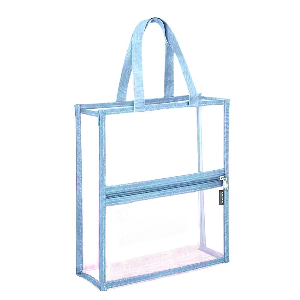 

Zipper Style Transparent File Bag Transparent Material Double-layer Bag School Activities синій