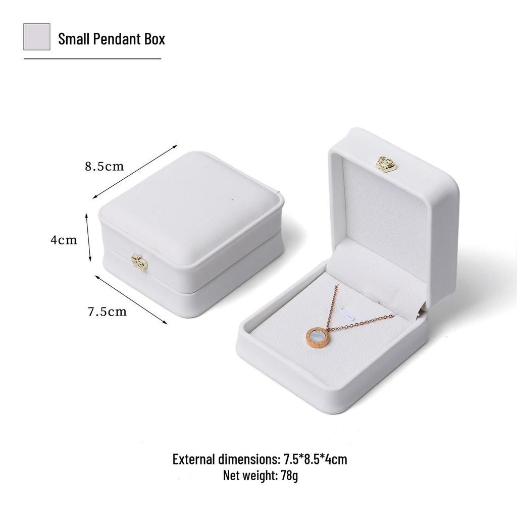 Elegant Crown Waist-Cinching Silver Pendant Box with Diamond Accents - Luxury Necklace Jewelry Packaging Box