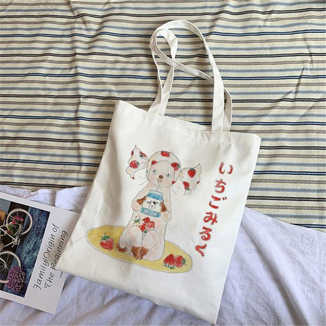 Fashion Niche Design Canvas Handbag Casual Wild Women's Shoulder Bag Student Schoolbag White Large Capacity No Zipper Handbag.