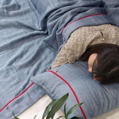 Bloom Imabari Towel Certified Pillowcase, Bilea 5-Layer Gauze, 43 x 65cm, Zippered, 100% Cotton, Made in Japan (Navy)