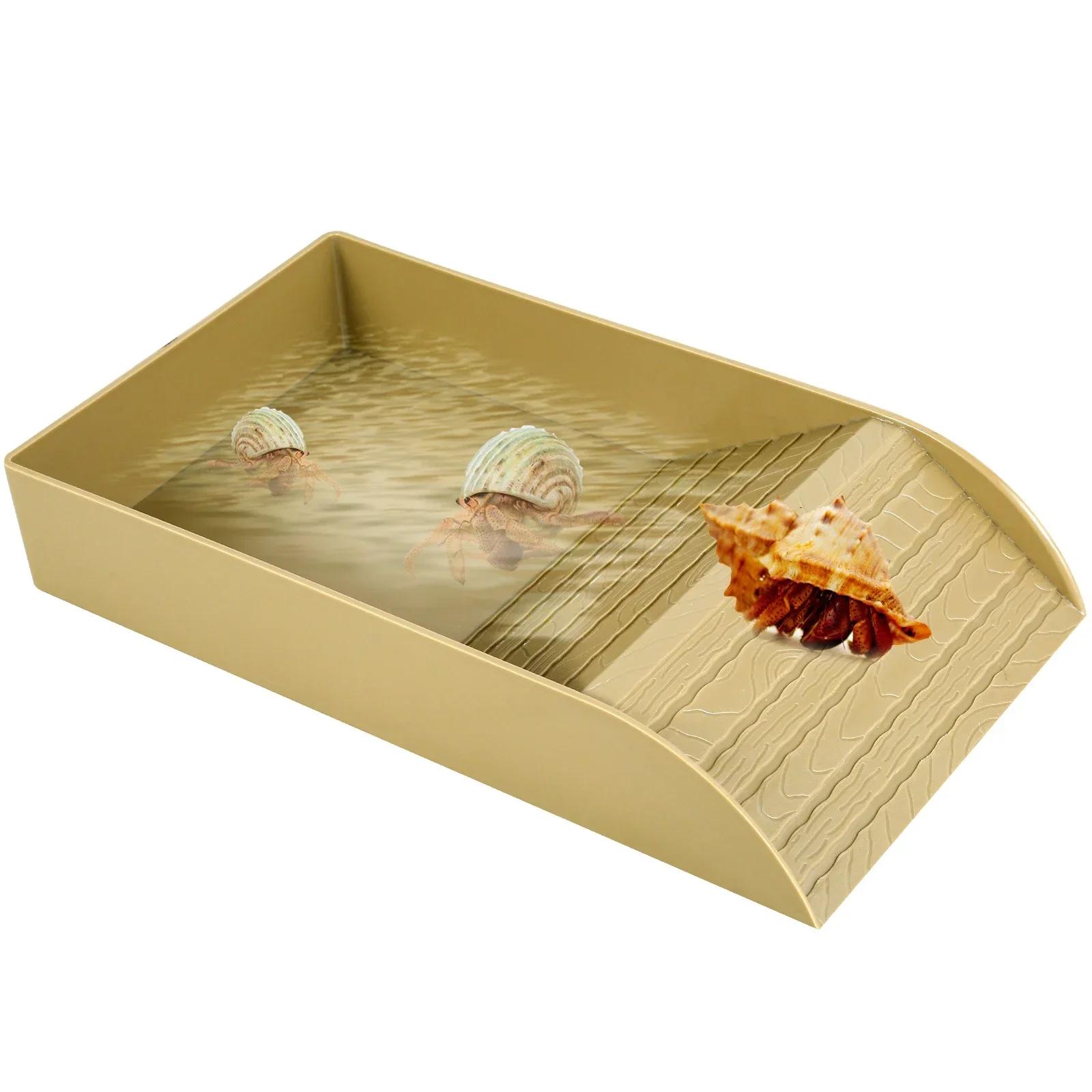 

Платформа для рептилий Среда обитания рака-отшельника Ползающие Питомцы Миски для корма Нескользящие Пещеры-укрытия для черепах Укрытие Аксессуары для аквариума 30.5x14.8x5.8cm коричневый