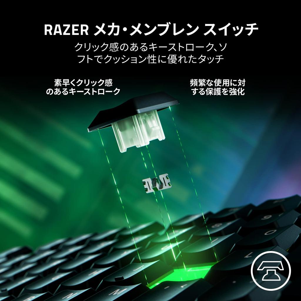 Razer Ornata V3 JP Gaming Keyboard Wired Thin Keyboard Equipped with clicky mechanical membrane switches UV coated keycaps improve abrasion and
