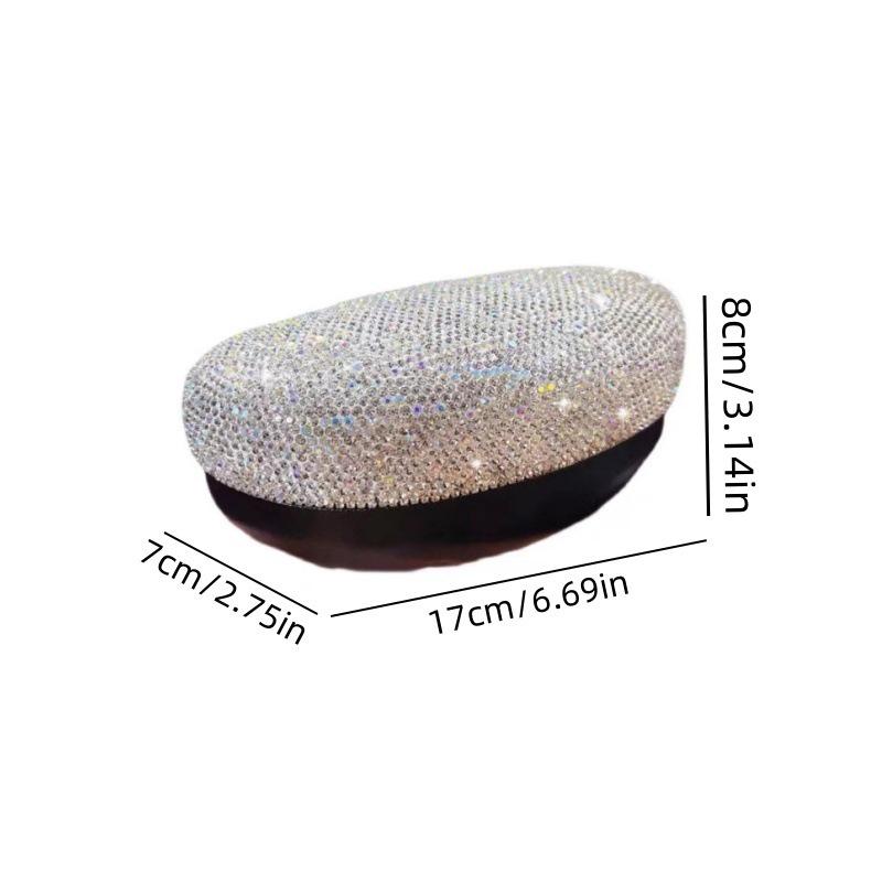 High-Value Rhinestone Half-Round Glasses Case for Sunglasses and Myopia Glasses