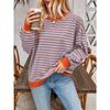 Simple Home Leisure New, Striped Pattern Round Neck Trend Long Sleeve, Pullover Color T-shirt