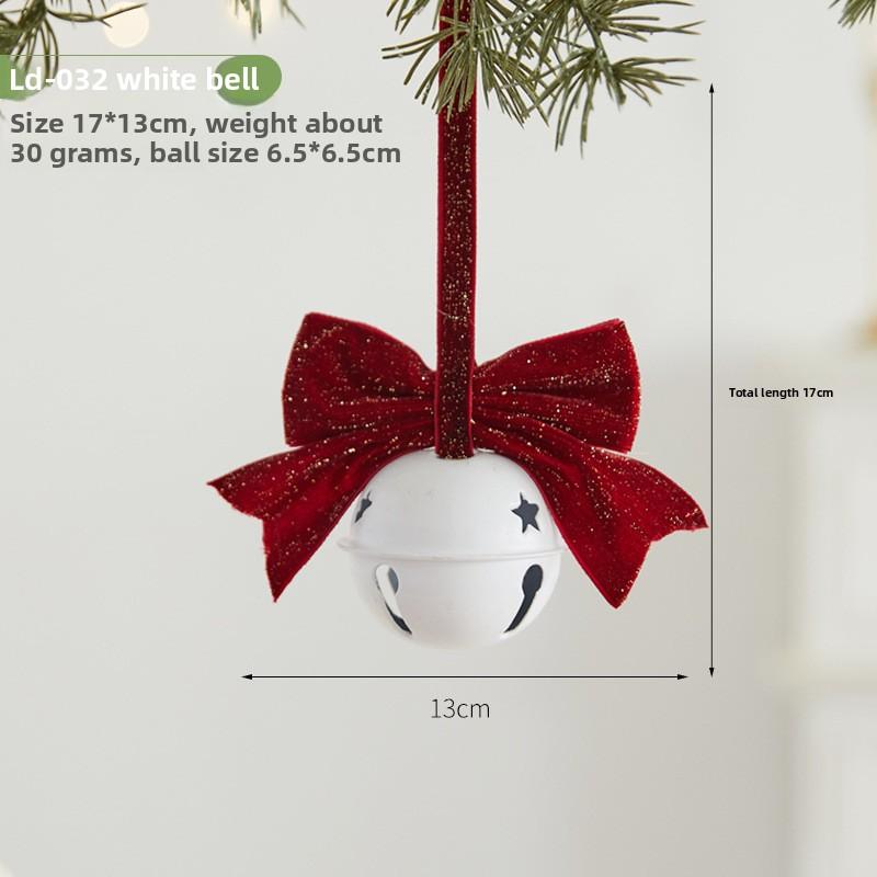 Christmas Creative Ornaments for Christmas Tree, Bow-shaped Ironwork Circular Bell Pendant, Festive Scene Decoration