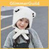 Girls Winter Knit Cap With Polyester Material And Cute Bow For Daily Outdoor Use