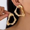 Minimalist Metal Lava Geometric Stud Earrings for Women Personality Gold Color Hollow Irregular Earrings Designer Zircon Gifts