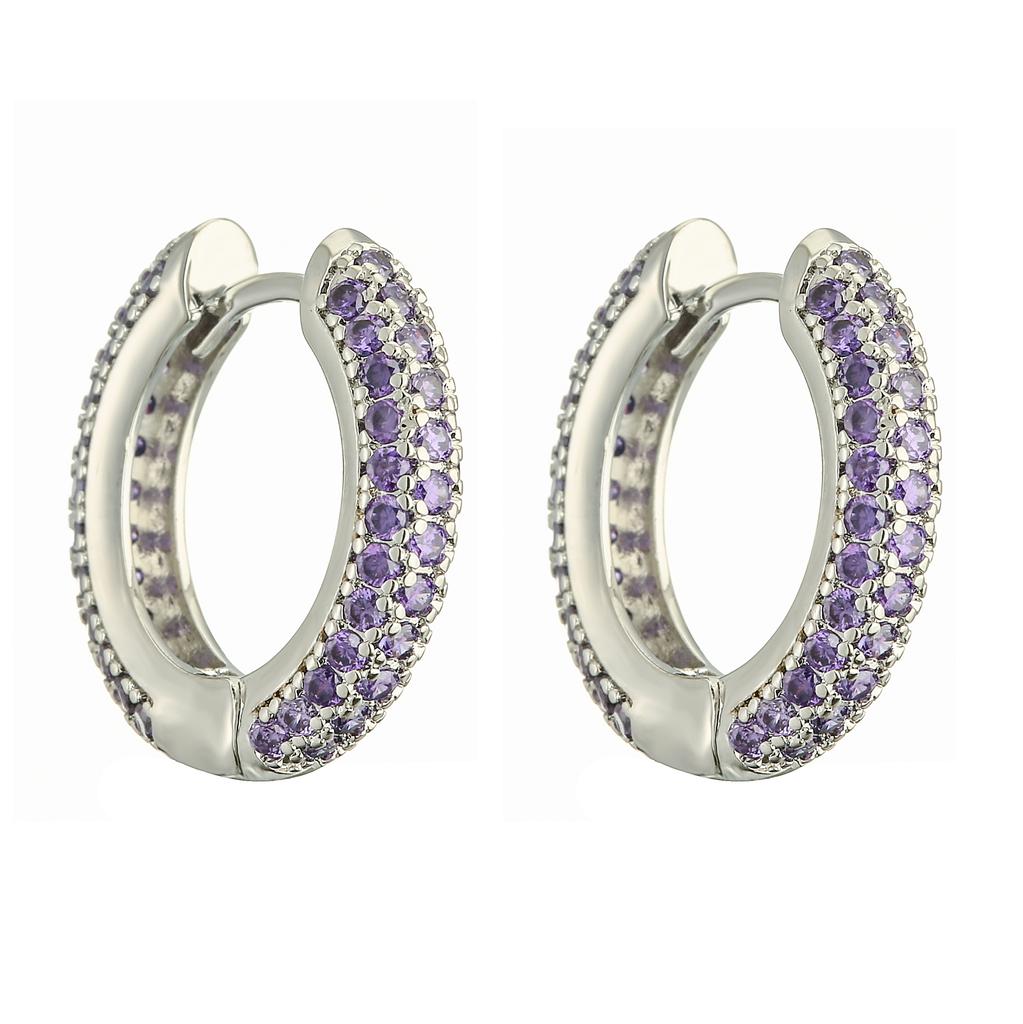 18K Gold Plated Brass Huggie Earrings with CZ Zircon Thin Ear Hoops Earring for Women Round Colorful Earring Piercing
