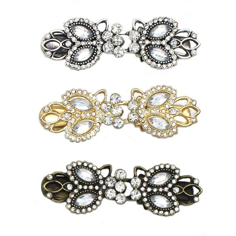 1PC Rhinestone Brooch for Cheongsam Fashion Rhinestone Collar Pin Elegant Modesty Clip Qipao Dress Clasp