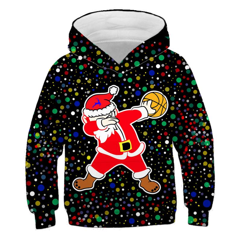 Merry Christmas Kids' Santa Claus Hoodie Children's Cartoon Wear Girls Elk Clothes Autumn Boy Hoodies Long Sleeved Sweatshirt