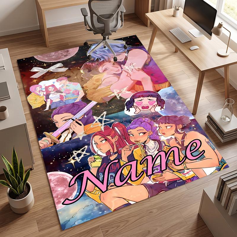 Vânători de demoni kpop (14) Covor de birou personalizat cu nume Decor elegant pentru sufragerie, dormitor, bucătărie