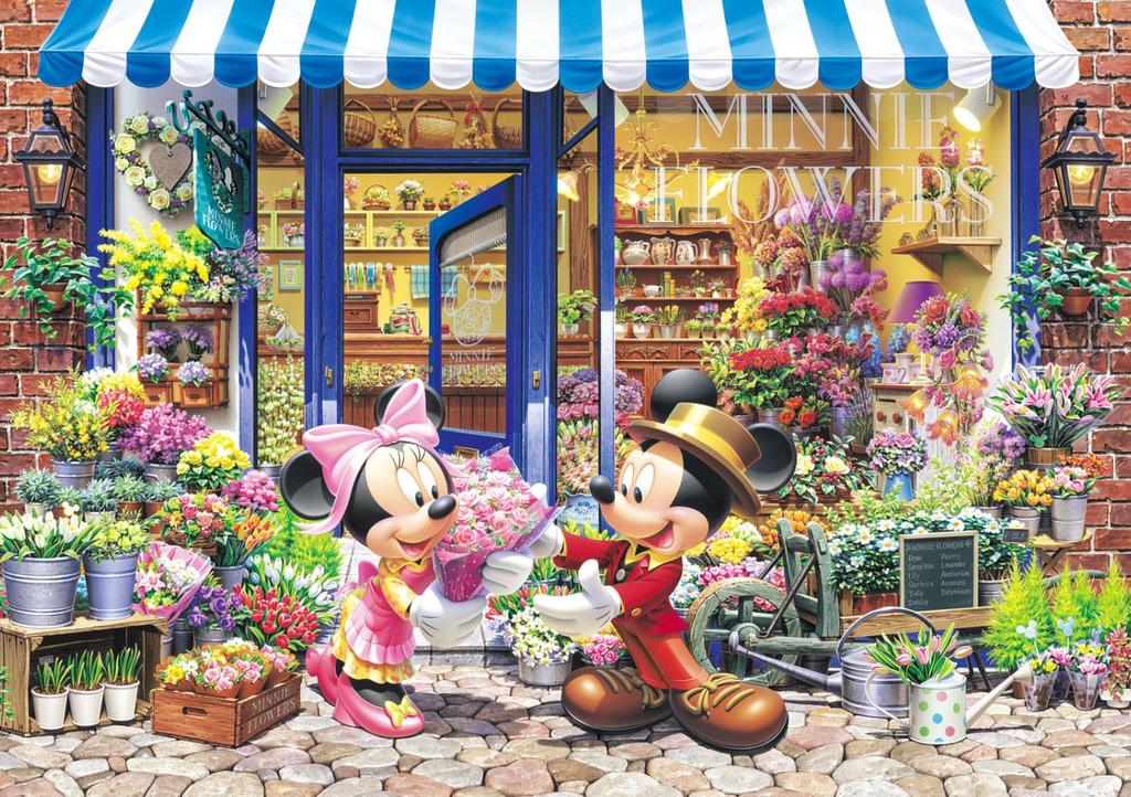 Tenyo [Made In Japan] 300-piece Jigsaw Puzzle Disney Minnie's Flower Shop (30.5x43cm) D-300-258 with Glue, Spatula and Service Card