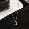 14K Gold Plated Necklaces for Women -s925 Sterling Silver Dainty Diamond Moon and Star Choker Necklace for Girls Fine Jewelry