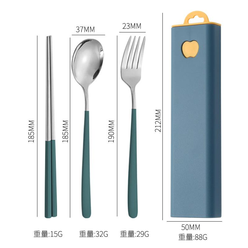 Korean 304 Stainless Steel Portable Tableware Three-piece Set Tableware Fork Spoon Chopstick Set