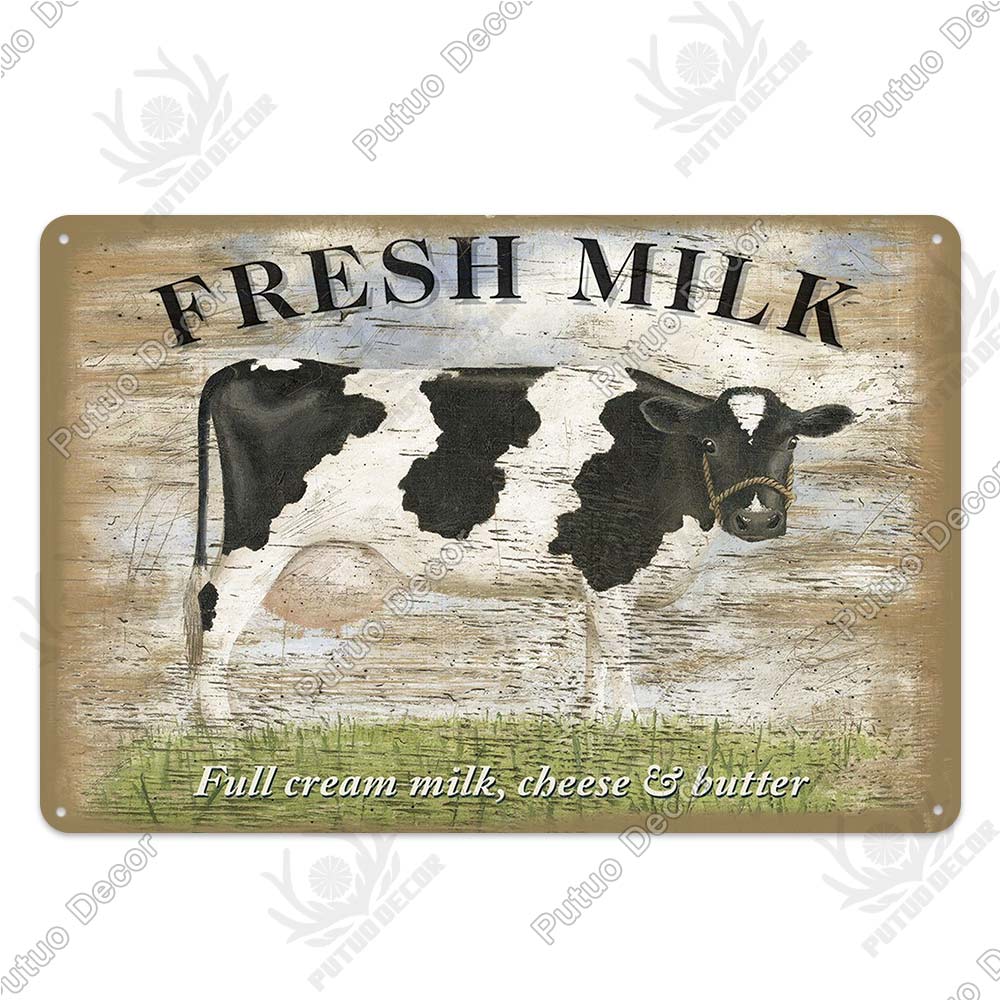 Decor Cow Vintage Tin Sign Retro Metal Sign Decorative Plaque Farm House Shop Garage Wall Decor Cow Posters