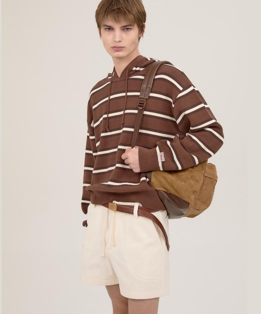 NOHANT Multi Stripe Knit Hoodie Brown