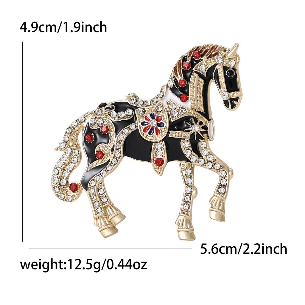 Rhinestone Horse Brooch for Women Unisex Enamel Animal Lapel Pins Gifts