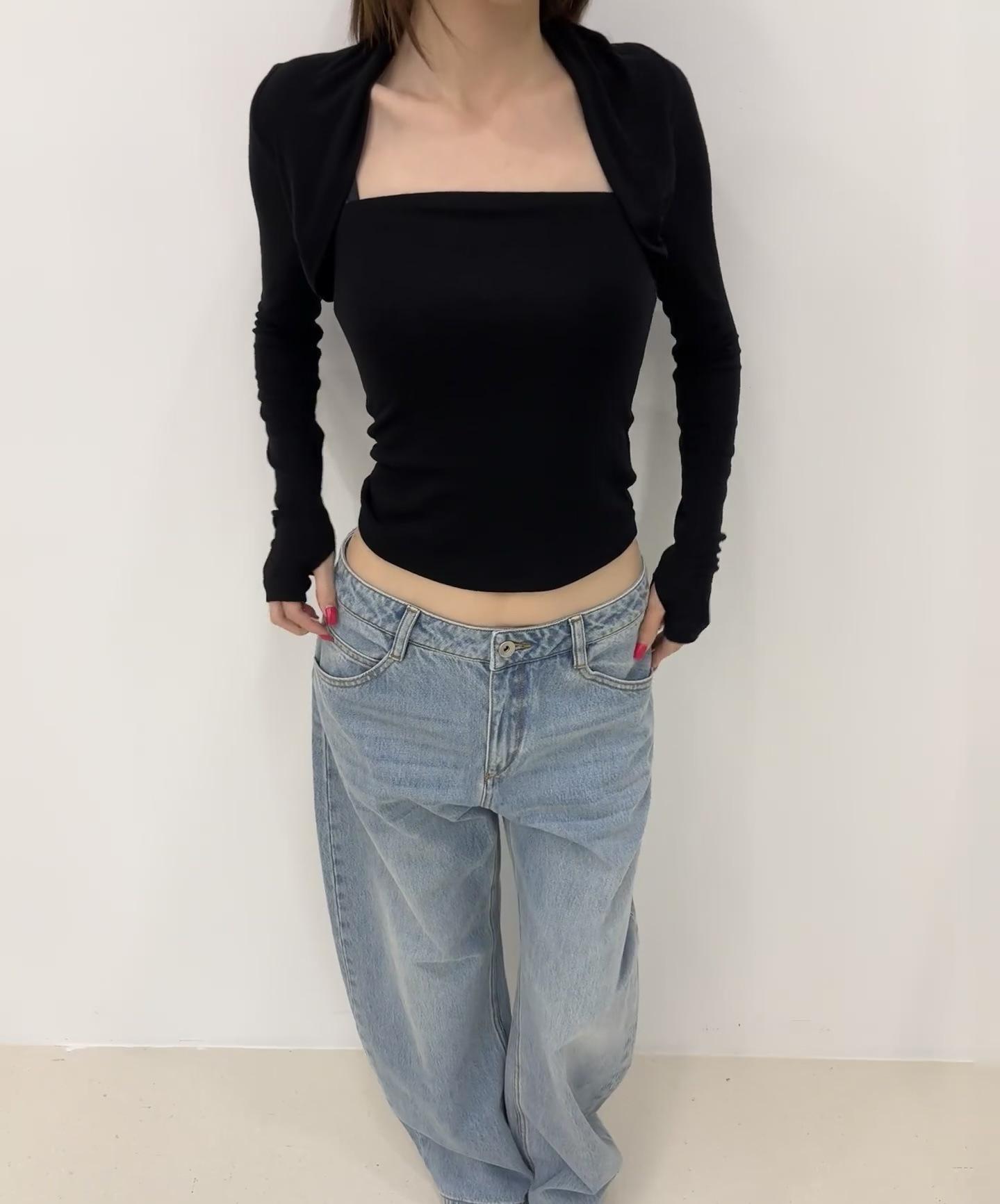 

Yichun Fake Two-Piece Knitted Top with Sleeve Cover - Black, Wine Red, Coffee, Dark Blue Medium чёрный