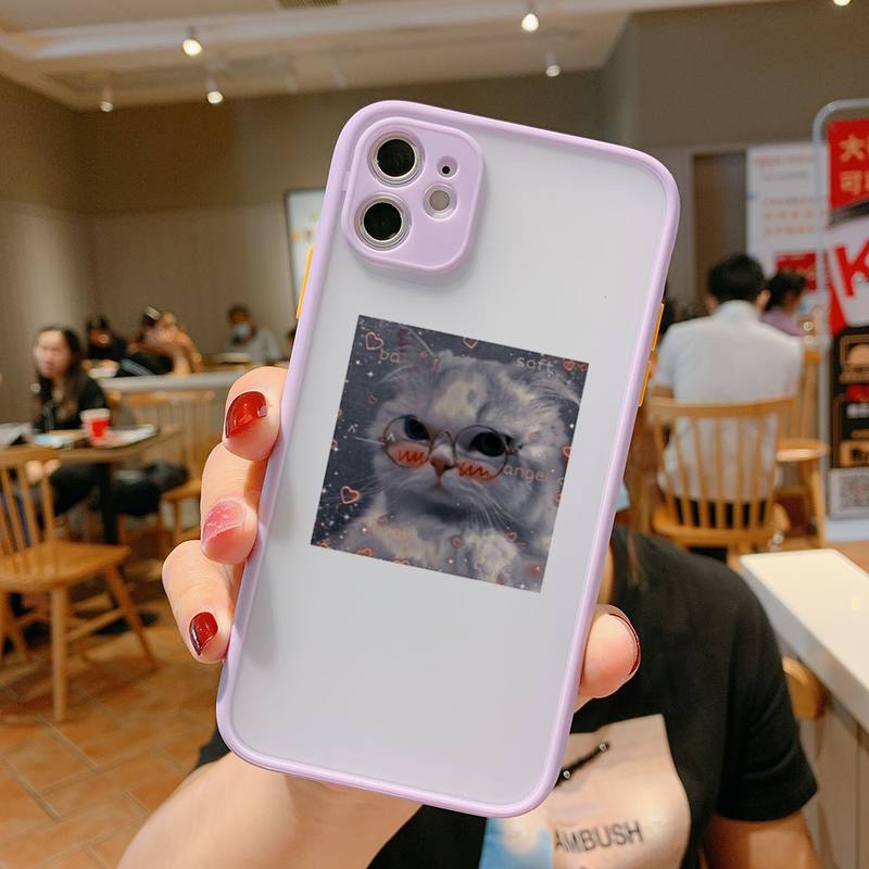 Super cute cats dogs Bumper Phone Case For iphone12 11 Pro Max X XS Max XR 7 8 Plus 12mini Translucent Matte Shockproof Cover