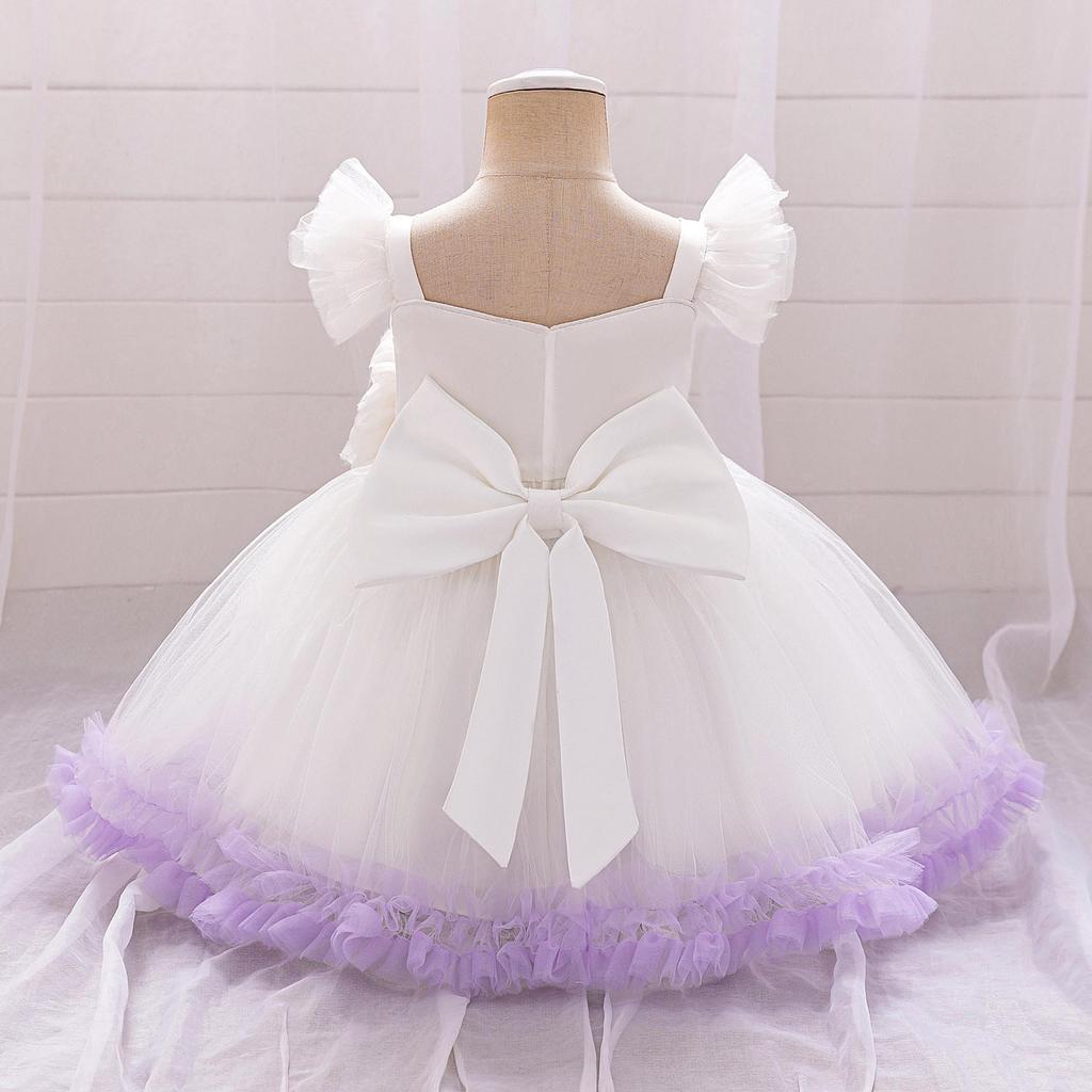 Sukienka Księżniczki z Cekinami z Falbankowymi Rękawami dla Maluchów - Świąteczna Bufiasta Tiulowa Spódnica