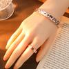 Plain Hammer Open Bracelet Ring Set Wind Retro Concave And Convex Bracelet Ring Hand Jewelry