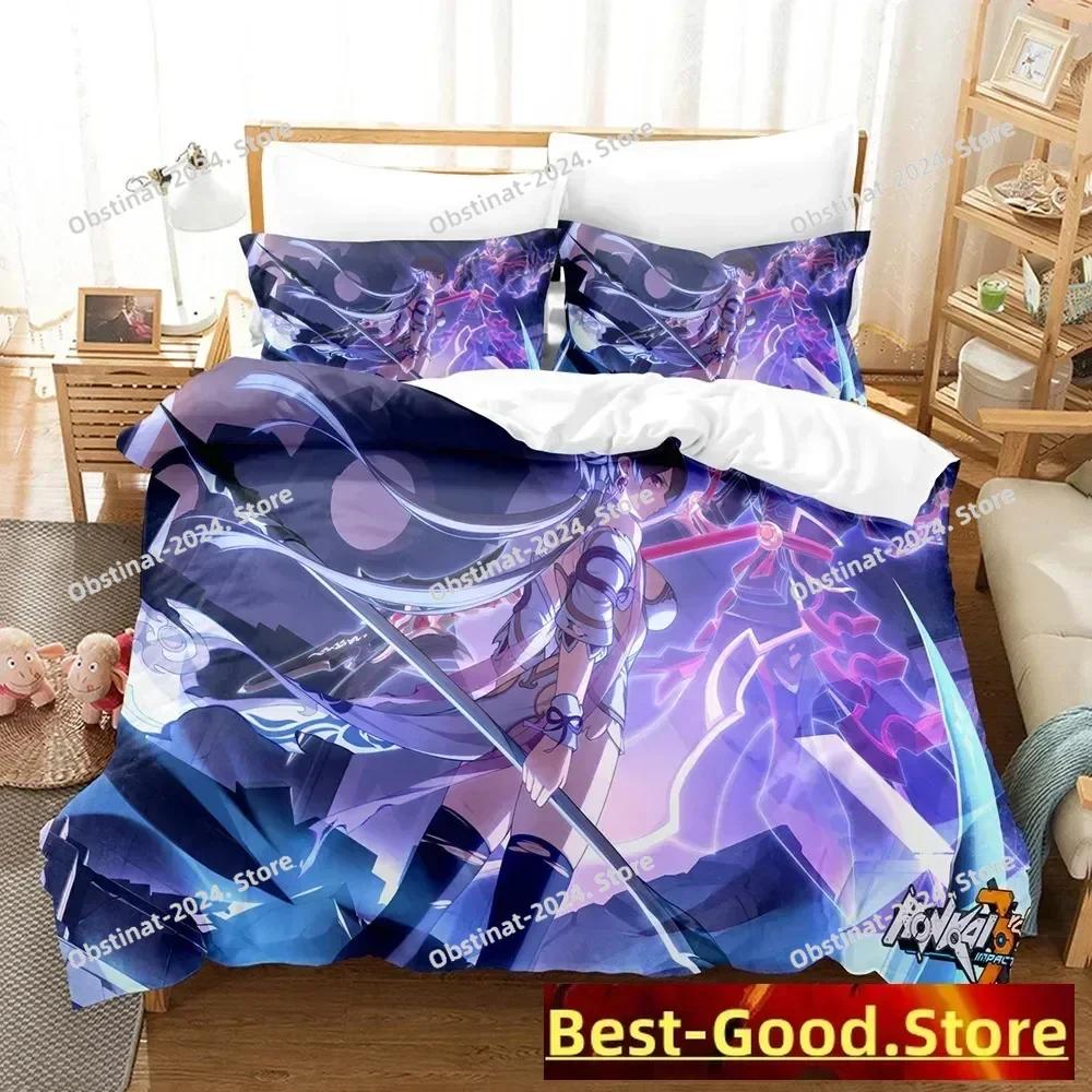 Honkai Impact 3 Bedding Set Printed Bed Set With Pillowcase Bed Duvet Cover Soft Single Double Queen Super King Size Bedroom