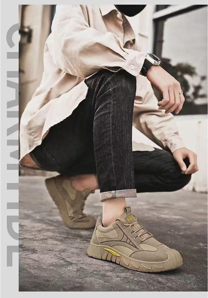 Men's Non-slip Wear-resistant Low-top Work Shoes for Construction and Casual Use