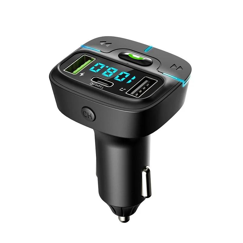Car Bluetooth-compatib5.3 FM Transmitter Wireless Audio Receiver Car MP3 Player PD Fast Charger Ambient Light Muti-point Charger