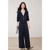 Women's Autumn Workwear-Inspired Sportswear Set: Cropped Jacket & Wide-Leg Pants