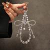 Light Luxury High‑End Four‑Leaf Clover Crystal Mobile Phone Chain, Beaded Bow Pendant Portable Phone Case Pendant Mobile Phone Lanyard