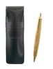 Slim Black Leather Pen Case with Maple Wood Shaft and Retro Ballpoint Pen Set (ASB-HS47S)