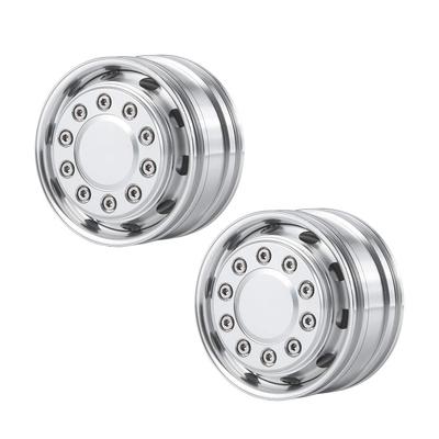 TRZX Metal Front Wheel Hub Rim Upgrade Parts for 1/14 Tamiya Trailer Truck RC Car (2 Pieces)