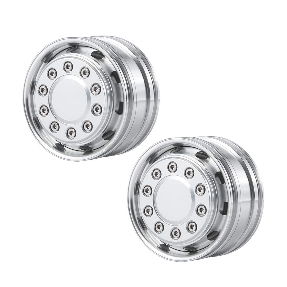 

TRZX Metal Front Wheel Hub Rim Upgrade Parts for 1/14 Tamiya Trailer Truck RC Car (2 Pieces)
