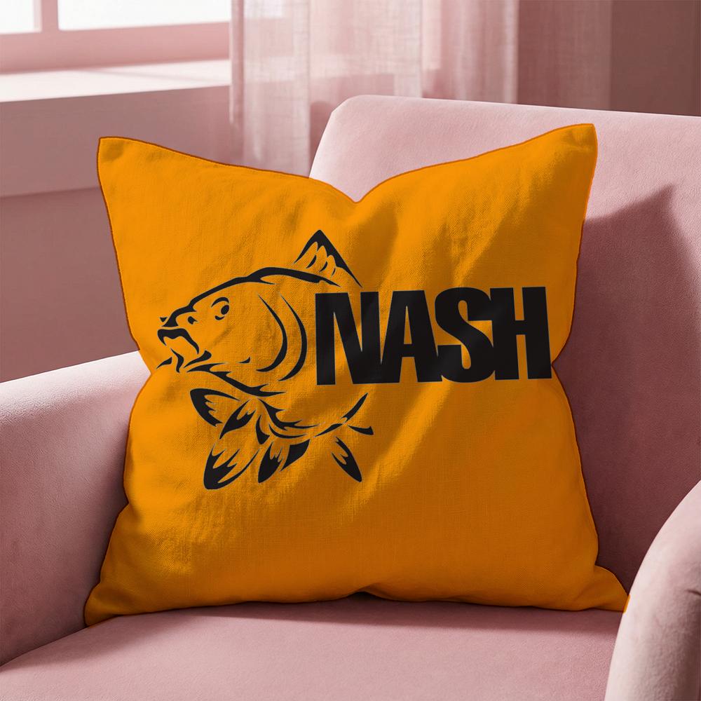 N-Nash Fishing logo Cushion Cover Multi-Scene Pillow Cover for Home & Car - Reversible, Soft & Durable for Daily Use